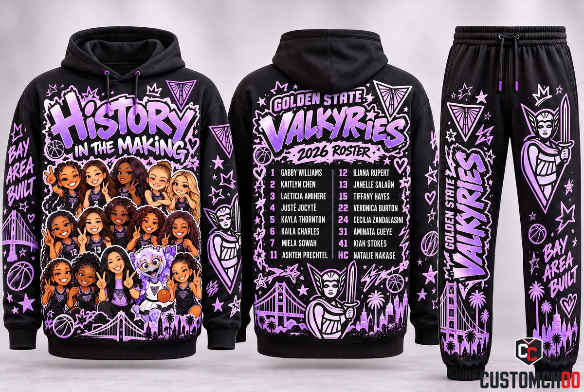 Golden State Valkyries 2026 Finals Bay Area Built Graffiti Sticker Chibi Tracksuit Set — Style 02