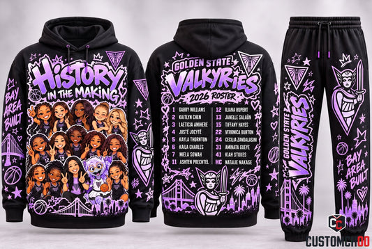 Golden State Valkyries 2026 Finals Bay Area Built Graffiti Sticker Chibi Tracksuit Set — Style 02