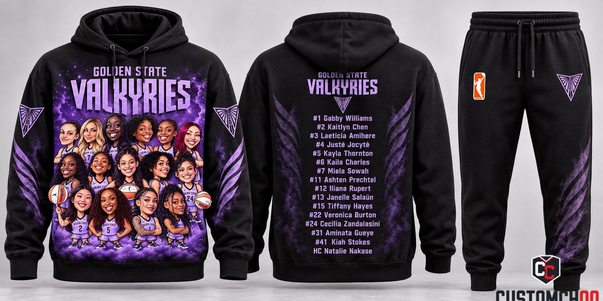 Golden State Valkyries 2026 Chibi Roster Graphic Hoodie and Sweatpants Tracksuit Set — Style 02