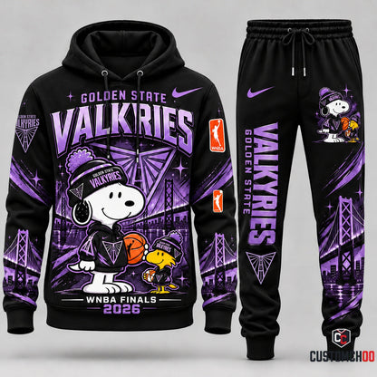Golden State Valkyries snoopy-inspired hoodie and sweatpants tracksuit – Style 01 - Purple Black Valkyries Hoodie Set