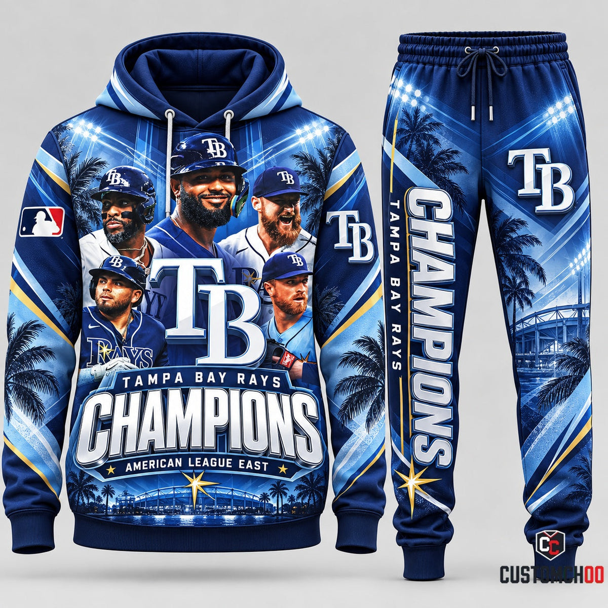 Tampa Bay Rays baseball fan hoodie and sweatpants tracksuit – Style 02 - Tampa Bay Rays Design 2