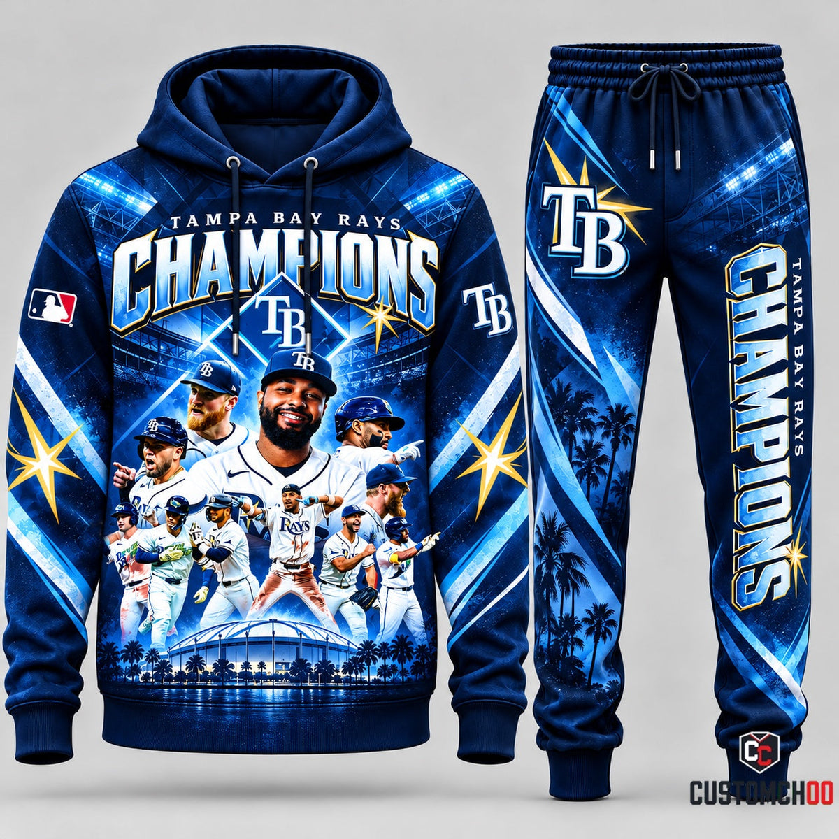 Tampa Bay Rays baseball fan hoodie and sweatpants tracksuit – Style 06 - Tampa Bay Rays Design 6