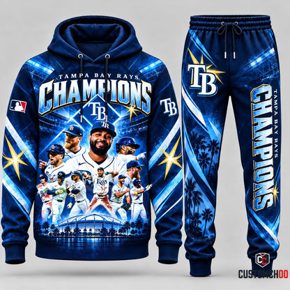 Tampa Bay Rays baseball fan hoodie and sweatpants tracksuit – Style 06 - Tampa Bay Rays Design 6